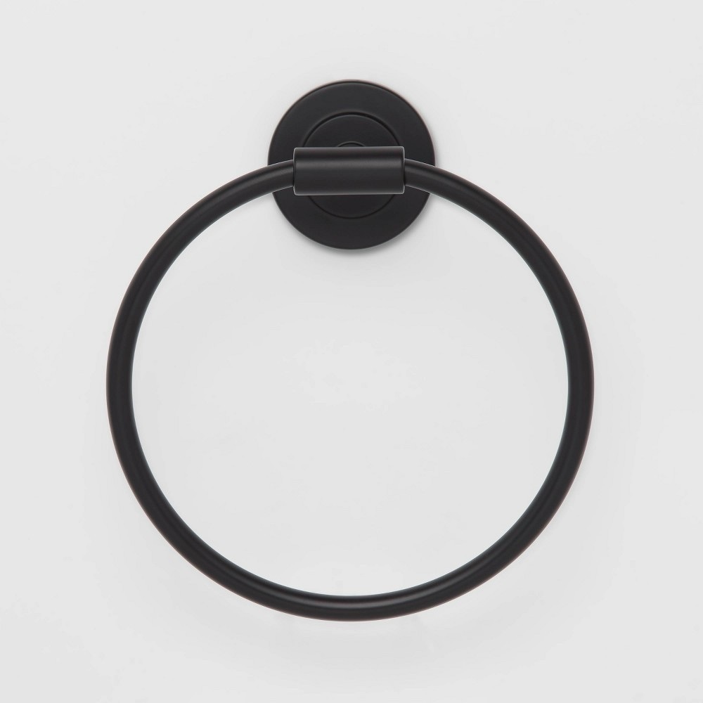 Clean Towel Ring Black - Threshold™: Zinc & Stainless Steel Hand Towel Rack